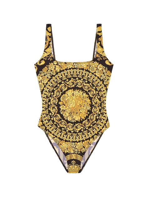 Versace Costume Intero Con Stampa Barocco in Metallic 